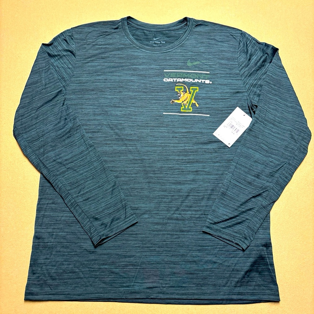New Men’s Nike Vermont Catamounts Dri-Fit Long Sleeve T-shirt Tee Shirt Men XL